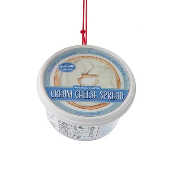 Cream Cheese Ornament that looks like a container of spreadable cream cheese