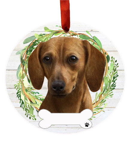 Personalized Red, Dachshund Ornament 