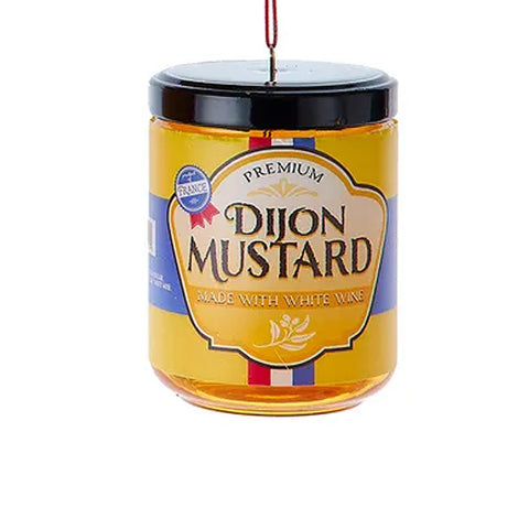 Jar of Dijon Mustard Ornament with quote Made with White Wine and Product of France 