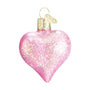 Old World Christmas Pink Glitter Heart Christmas Ornament