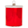Back of glass Pringles™ Original can ornament with a red finish and silver lid-style top.