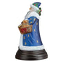 Side view of Regal Father Christmas carrying a woven basket filled with toys and gifts