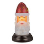 Front view of illuminated Santa Moon Face Light on a classic black base