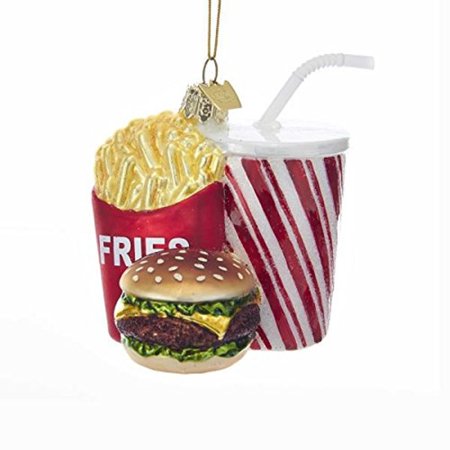 Hamburger, Fries, and Drink Fast Food Combo Glass Ornament