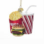 Hamburger, Fries, and Drink Fast Food Combo Glass Ornament