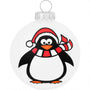 Personalized Penguin with Santa Hat Glass Ornament