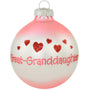 Great-Granddaughter pink bulb with red hearts ornament