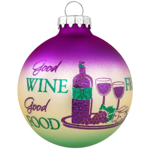 Good Wine Good Food Ornament for Christmas Tree