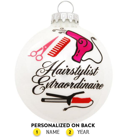 Personalized Hairstylist Extraordinaire Glass Ornament