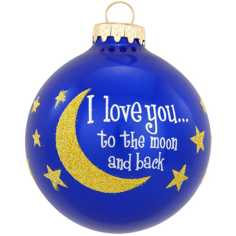 I love you to the moon and back glass Christmas bulb ornament