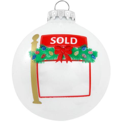 Sold Realty Sign Glass Ornament