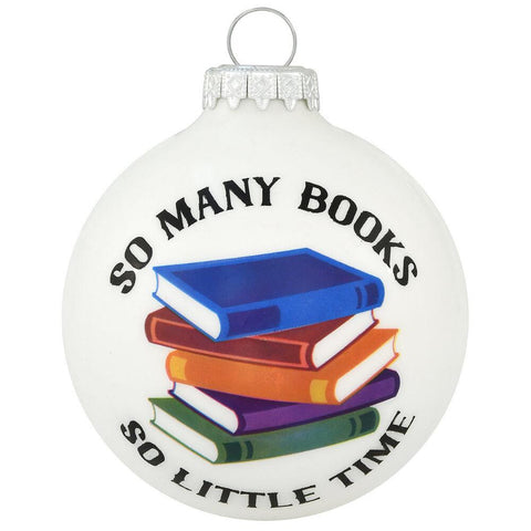 Personalized So Many Books Glass Ornament