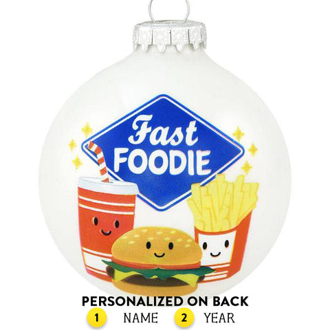 Personalized Fast Foodie Glass Bulb Ornament