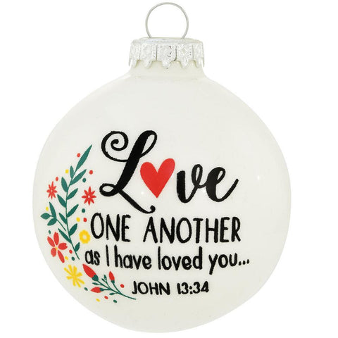 Personalized Love One Another Glass Ornament