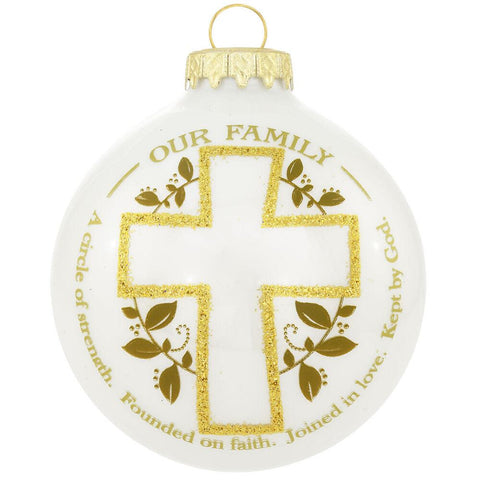 Our Family, a circle of strength. Founded on faith. Joined in love. Kept by God.  Glass Bulb Ornament