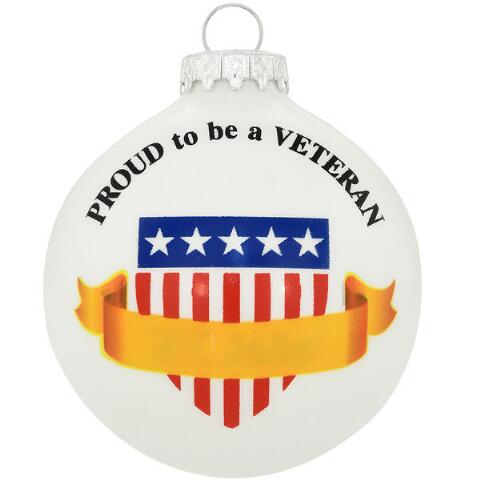 proud to be a veteran glass ornament