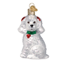 White Poodle glass ornament 