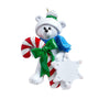 Personalized Polar Bear with Candy Cane Ornament