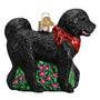 Glass Black Doodle Dog Christmas tree ornament