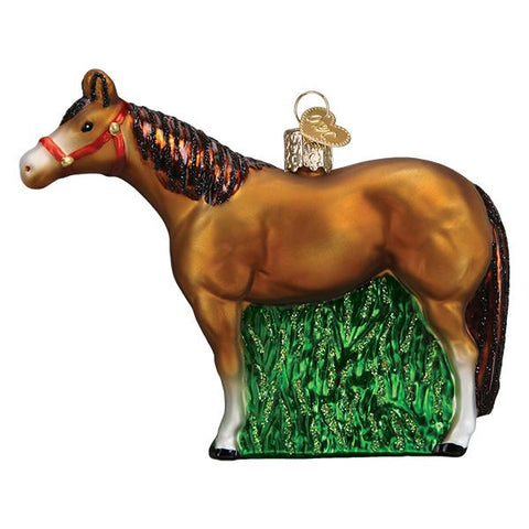 Glass Quarter Horse Christmas tree ornament