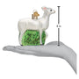 4 inch Seneca White Deer Christmas ornament with glitter standing on green tall grass.