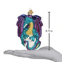 4.75 in Glitter Covered, Purple, Teal and Yellow Glass Fantasy Dragon Christmas ornament