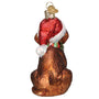 Back of Chocolate Labrador Puppy with Santa Hat and Scarf Ornament