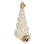 Wentletrap Shell, Old World Christmas Ornament - White & Glittered
