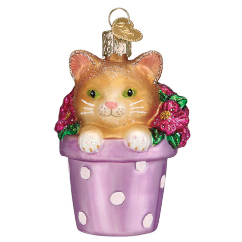 Kitten In Flower Pot Ornament - Old World Christmas