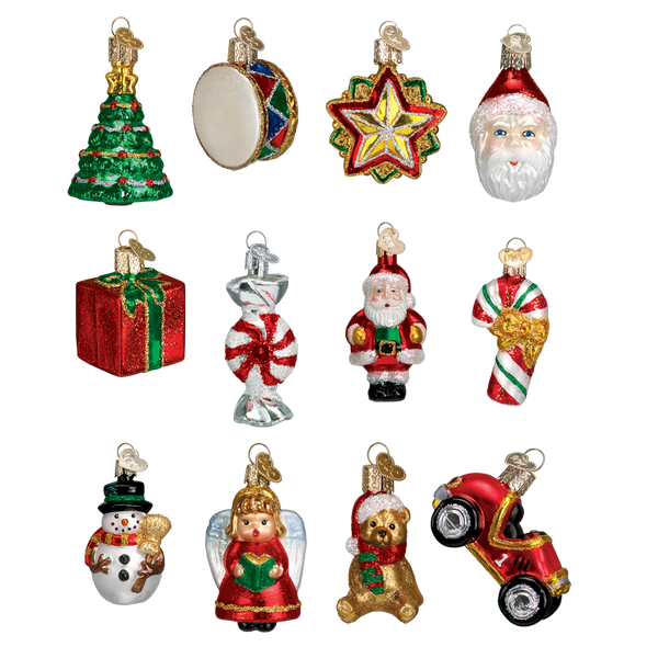 12 Assorted Mini Resin Holiday Ornaments