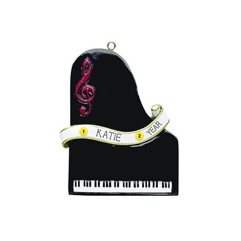 Grand Piano With Banner for Personalizing For Christmas Tree