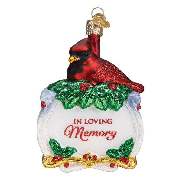 Cardinal Memorial Glass ornament for the Christmas tree