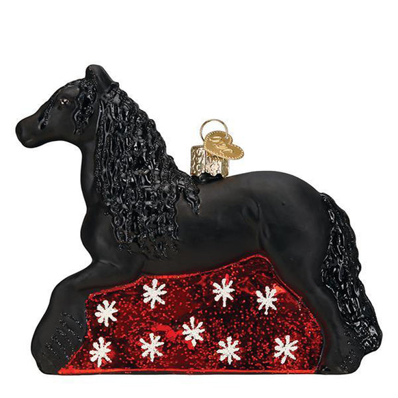 Glass Friesian Horse Ornament for the Christmas Tree