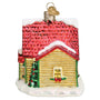 Side of Christmas decorated Cottage, Old World Christmas Ornament