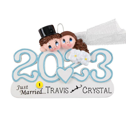 Personalized 2023 Dated Wedding Couple Ornament