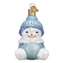 Blue Snowbaby Glass Christmas Ornament 