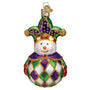 Glass Harlequin Snowman Christmas tree ornament 