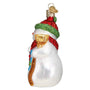 Glass Snowman with Broom Christmas tree ornament 