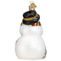 Glass Snowman with Playful Pets Christmas tree ornament 