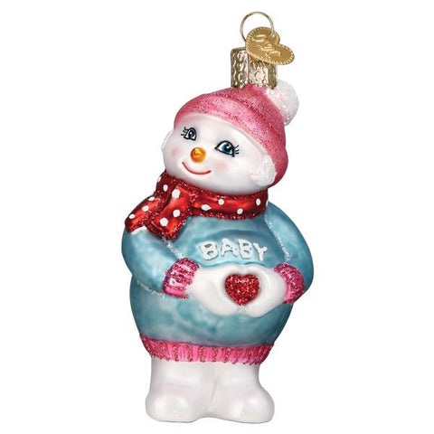 Expectant Snowlady Glass ornament for the Christmas tree