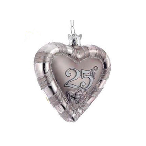 25th Anniversary Glass Heart Ornament