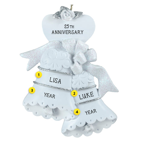 Personalized 25th Anniversary Bells Ornament