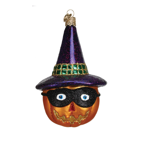 Masked Jack O' Lantern Ornament - with Witches Hat