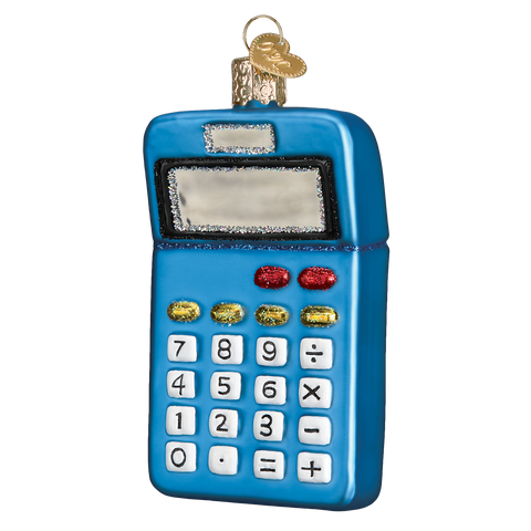 Blue Calculator Glass Ornament for Christmas Tree