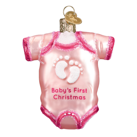 Pink baby's 1st Christmas onesie ornament 