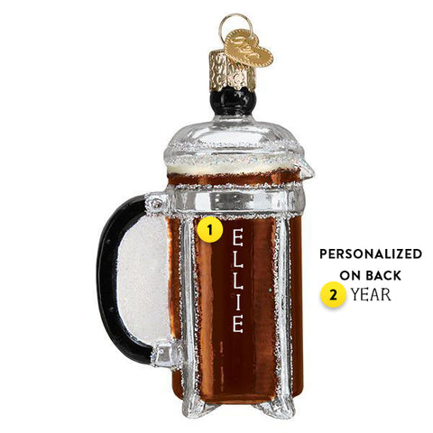 Old World Christmas Glass French Coffee Press Ornament