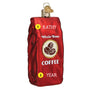 Bag of Coffee Beans Christmas ornament with words Whole Bean Coffee
