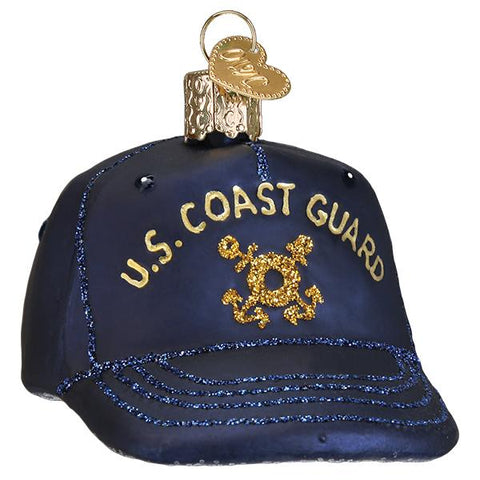 Glass Coast Guard Cap Christmas tree ornament 
