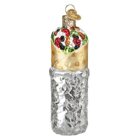 Burrito wrapped in Foil Glass Old World Christmas Ornament