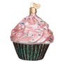 Glass Old World Christmas Pink Frosted Chocolate Cupcake Christmas Tree Ornament